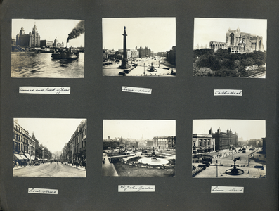 818537 Afbeelding van een bladzijde uit een fotoalbum van scoutinggroep Salwega uit Utrecht met foto's van Liverpool ...